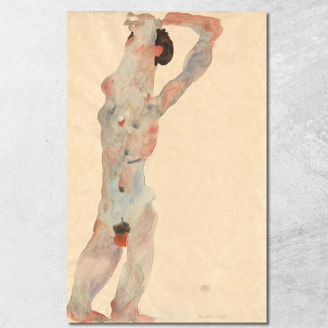 Nudo Maschile Egon Schiele esh104 quadro stampato su tela