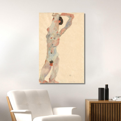Nudo Maschile Egon Schiele esh104 quadro stampato su tela