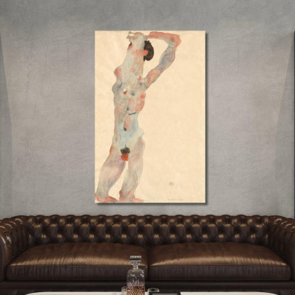 Nudo Maschile Egon Schiele esh104 quadro stampato su tela