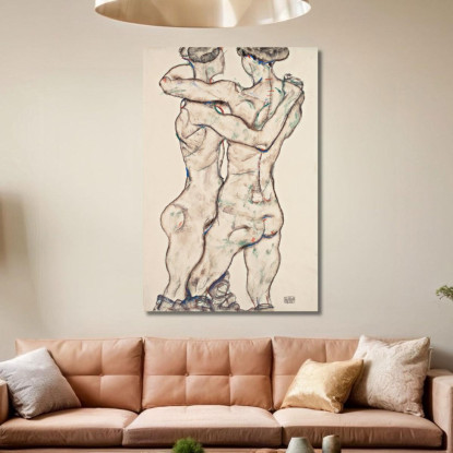 Ragazze Nude Che Si Abbracciano Egon Schiele esh106 quadro stampato su tela