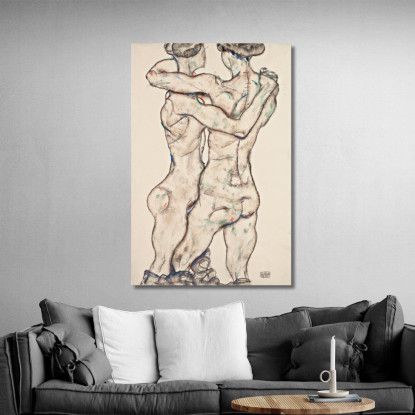 Ragazze Nude Che Si Abbracciano Egon Schiele esh106 quadro stampato su tela