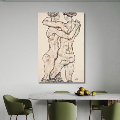 Ragazze Nude Che Si Abbracciano Egon Schiele esh106 quadro stampato su tela