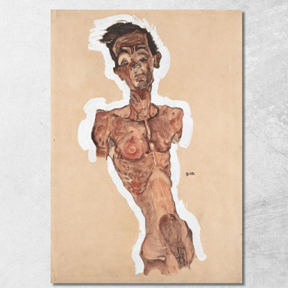 Autoritratto Nudo Egon Schiele esh108 quadro stampato su tela