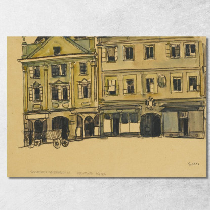 Piazza Del Mercato Krumau Egon Schiele esh138 quadro stampato su tela
