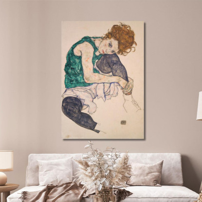 Donna Seduta Con Le Gambe Piegate (Adele Herms) Egon Schiele esh146 quadro stampato su tela