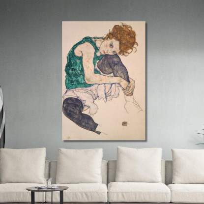 Donna Seduta Con Le Gambe Piegate (Adele Herms) Egon Schiele esh146 quadro stampato su tela