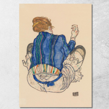 Donna Seduta Vista Da Dietro Egon Schiele esh147 quadro stampato su tela