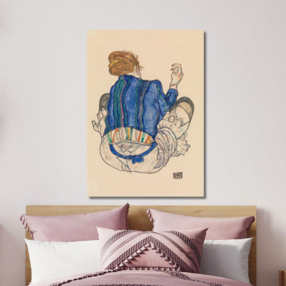 Donna Seduta Vista Da Dietro Egon Schiele esh147 quadro stampato su tela