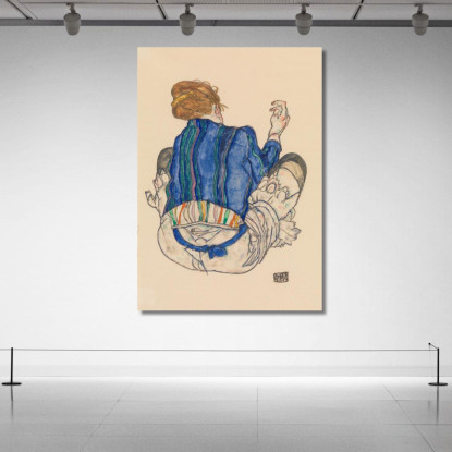 Donna Seduta Vista Da Dietro Egon Schiele esh147 quadro stampato su tela
