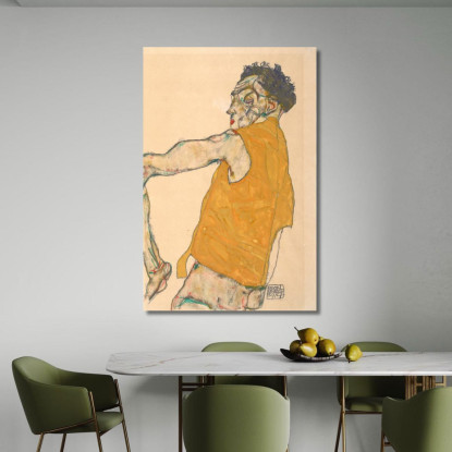 Autoritratto Con Gilet Giallo Egon Schiele esh154 quadro stampato su tela