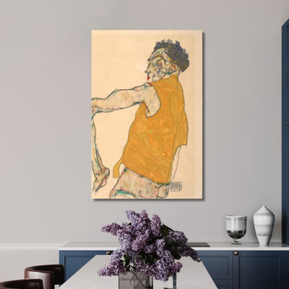 Autoritratto Con Gilet Giallo Egon Schiele esh154 quadro stampato su tela
