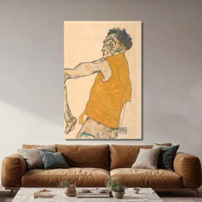 Autoritratto Con Gilet Giallo Egon Schiele esh154 quadro stampato su tela