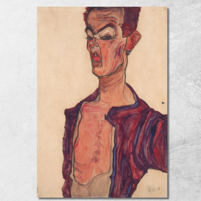 Autoritratto Con Smorfia Egon Schiele esh161 quadro stampato su tela