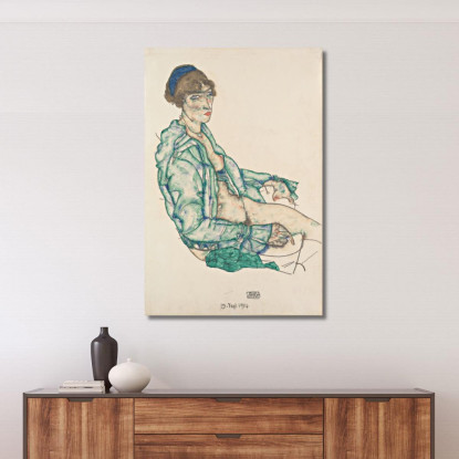 Seminudo Seduto Con Fascia Per Capelli Blu Egon Schiele esh163 quadro stampato su tela