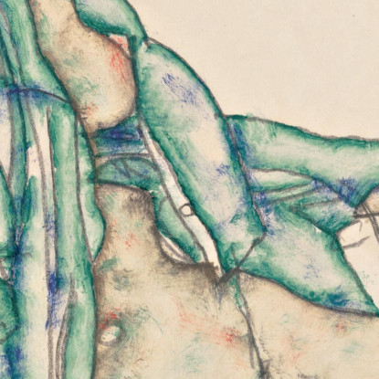 Seminudo Seduto Con Fascia Per Capelli Blu Egon Schiele esh163 quadro stampato su tela