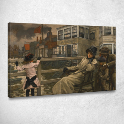 Aspettando Il Traghetto James Tissot jts156 quadro stampato su tela