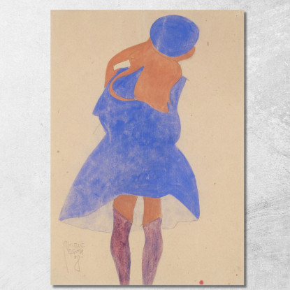Ragazza In Piedi Vista Da Dietro Egon Schiele esh176 quadro stampato su tela