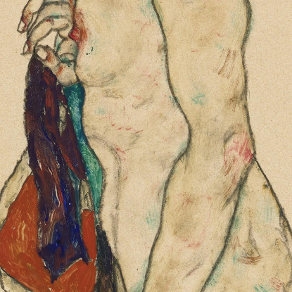 Nudo In Piedi Con Veste Decorata Egon Schiele esh178 quadro stampato su tela