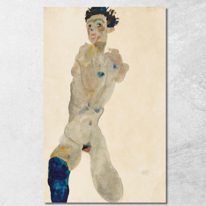 Nudo Maschile In Piedi Con Braccia Incrociate (Autoritratto) Egon Schiele esh182 quadro stampato su tela
