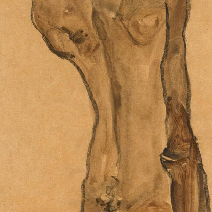 Nudo Maschile In Piedi Visto Da Dietro Egon Schiele esh183 quadro stampato su tela