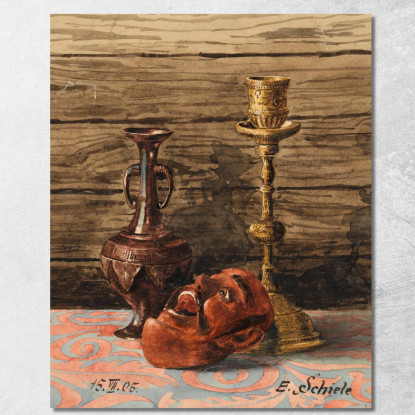 Natura Morta Con Candelabro Vaso E Maschera Egon Schiele esh185 quadro stampato su tela