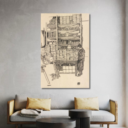 Deposito Di Rifornimenti Con Lavoratore Civile A Vienna Schottenfeldgasse Egon Schiele esh189 quadro stampato su tela