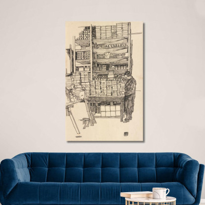 Deposito Di Rifornimenti Con Lavoratore Civile A Vienna Schottenfeldgasse Egon Schiele esh189 quadro stampato su tela