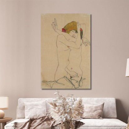 Due Donne Che Si Abbracciano Egon Schiele esh198 quadro stampato su tela