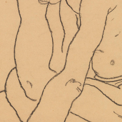 Donna E Ragazza Che Si Abbracciano Egon Schiele esh205 quadro stampato su tela