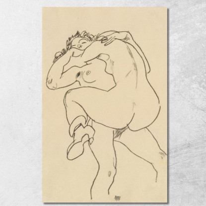 Due Amiche 2 Egon Schiele esh207 quadro stampato su tela