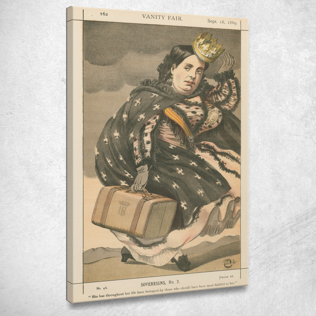 Vanity Fair Royalty Isabella Ii Regina Di Spagna Il 28 Settembre 1869 James Tissot jts166 quadro stampato su tela