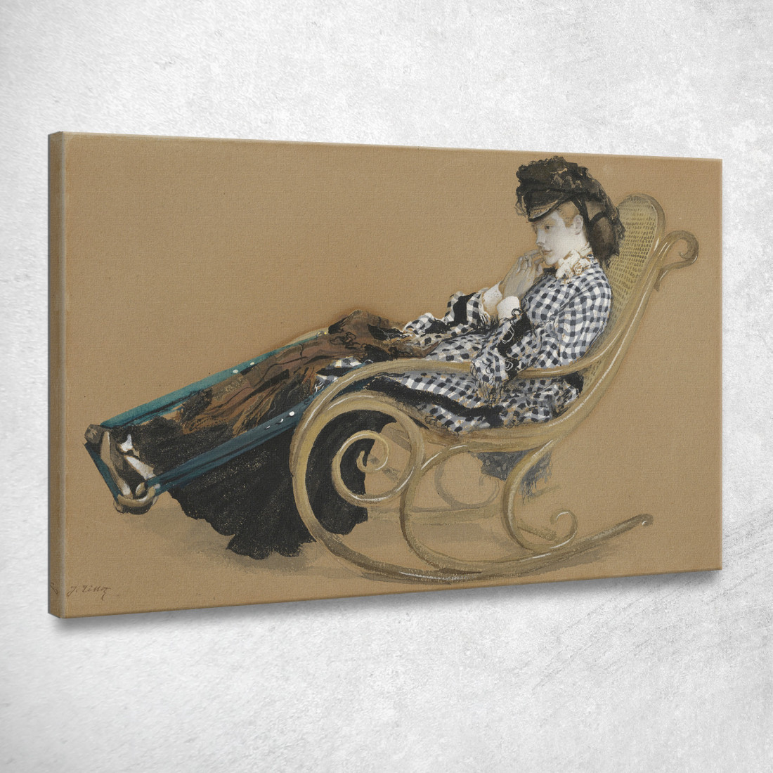 Giovane Donna Su Una Sedia A Dondolo L'Ultima Sera James Tissot jts169 quadro stampato su tela