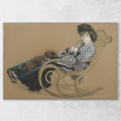 Giovane Donna Su Una Sedia A Dondolo L'Ultima Sera James Tissot jts169 quadro stampato su tela