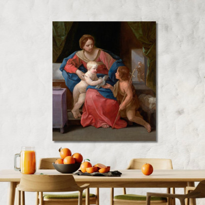 Vergine Con Il Bambino E San Giovanni Battista Guido Reni grn49 quadro stampato su tela