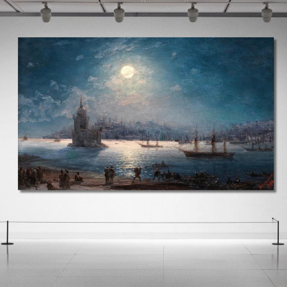 Una Vista Del Bosforo Con Santa Sofia E La Torre Della Fanciulla Al Chiaro Di Luna Ivan Konstantinovich Aivazovsky ika1 quadro