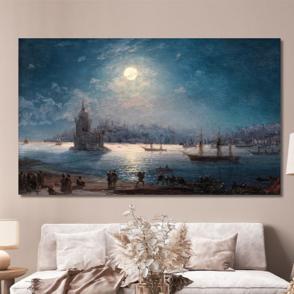 Una Vista Del Bosforo Con Santa Sofia E La Torre Della Fanciulla Al Chiaro Di Luna Ivan Konstantinovich Aivazovsky ika1 quadro