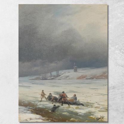 Recupero Di Un Cavallo E Un Carro Dal Ghiaccio Ivan Konstantinovich Aivazovsky ika12 quadro stampato su tela