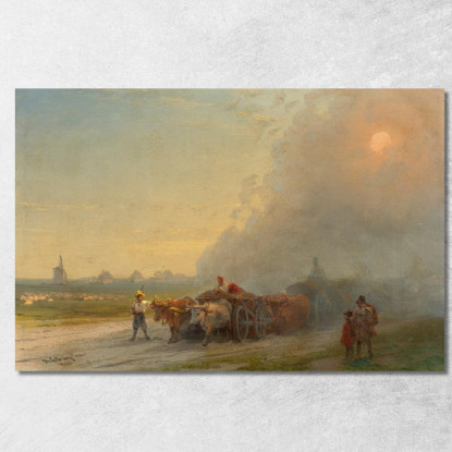 Carri Di Buoi Nella Steppa Ucraina Ivan Konstantinovich Aivazovsky ika19 quadro stampato su tela