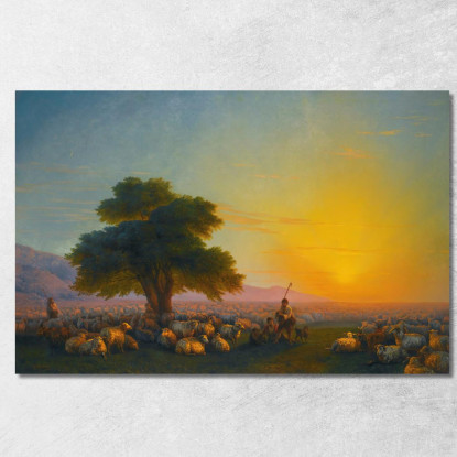Pastori Con Il Loro Gregge Al Tramonto Ivan Konstantinovich Aivazovsky ika26 quadro stampato su tela