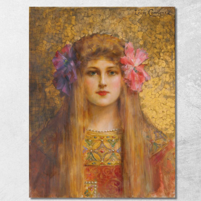 Ritratto Di Donna Con Turbante Fiorito Léon François Comerre lfc21 quadro stampato su tela