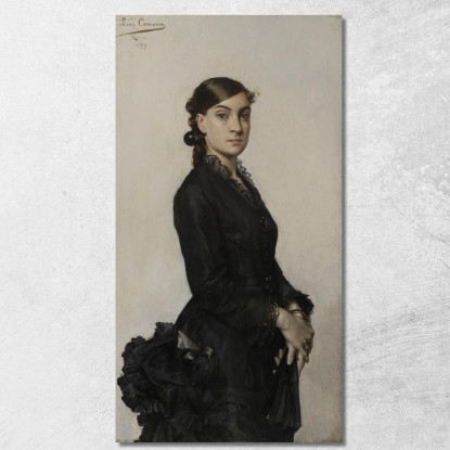 Ritratto Di Jacqueline Comerre-Paton In Abito Nero Léon François Comerre lfc22 quadro stampato su tela