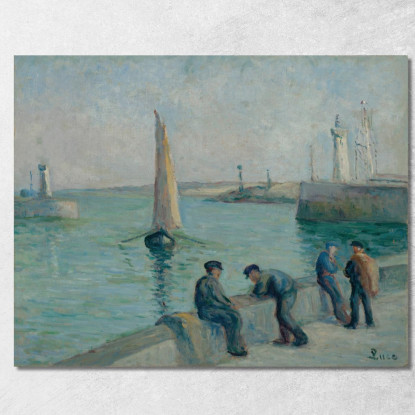 Honfleur Pescatori Sul Porto Maximilien Luce mlc24 quadro stampato su tela