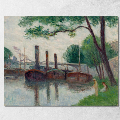 Le Rive Della Senna Vicino A La Roche-Guyon Maximilien Luce mlc57 quadro stampato su tela