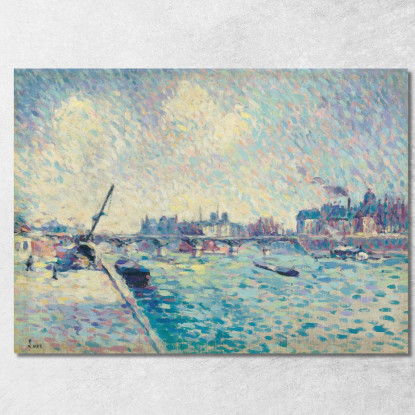 Parigi La Senna Notre-Dame In Lontananza Maximilien Luce mlc76 quadro stampato su tela