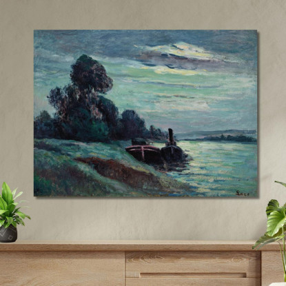 Chiatte Sulla Senna Maximilien Luce mlc95 quadro stampato su tela