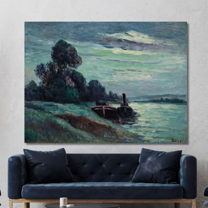 Chiatte Sulla Senna Maximilien Luce mlc95 quadro stampato su tela