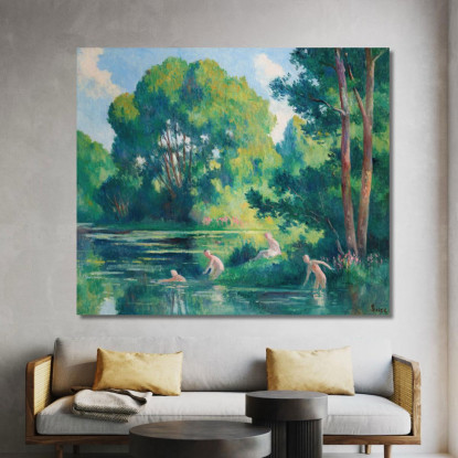 Rolleboise Bagno Nel Piccolo Braccio Della Senna Maximilien Luce mlc96 quadro stampato su tela