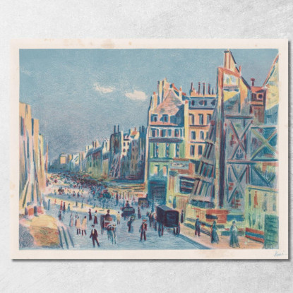 Rue Réaumur Maximilien Luce mlc103 quadro stampato su tela