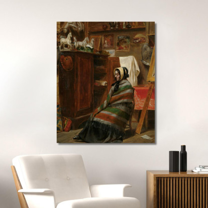 Modella In Uno Studio Disordinato William Powell Frith wpf13 quadro stampato su tela