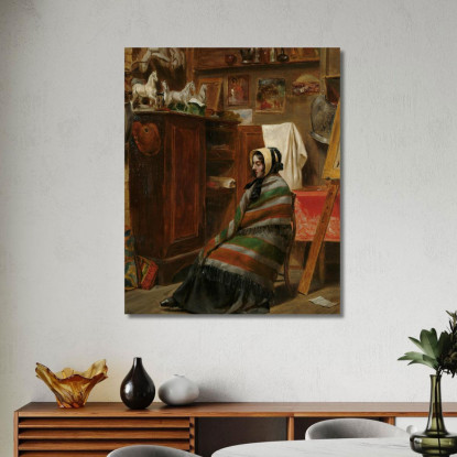 Modella In Uno Studio Disordinato William Powell Frith wpf13 quadro stampato su tela